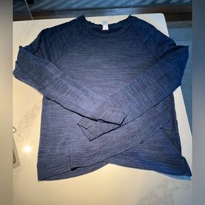 Girls athleta blue shirt.  Fabulous draped front. Girls Size 14/xl.